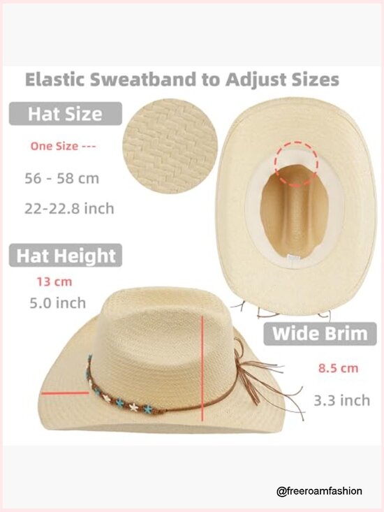 Classic Straw Cattleman Cowboy Hat Wide Brim Sun Protection Adjustable main image 5